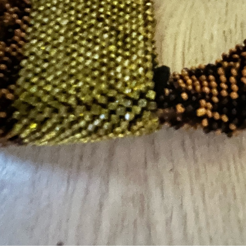Elegant Vintage Beaded Green and Brown Handbag - Picture 9 of 9